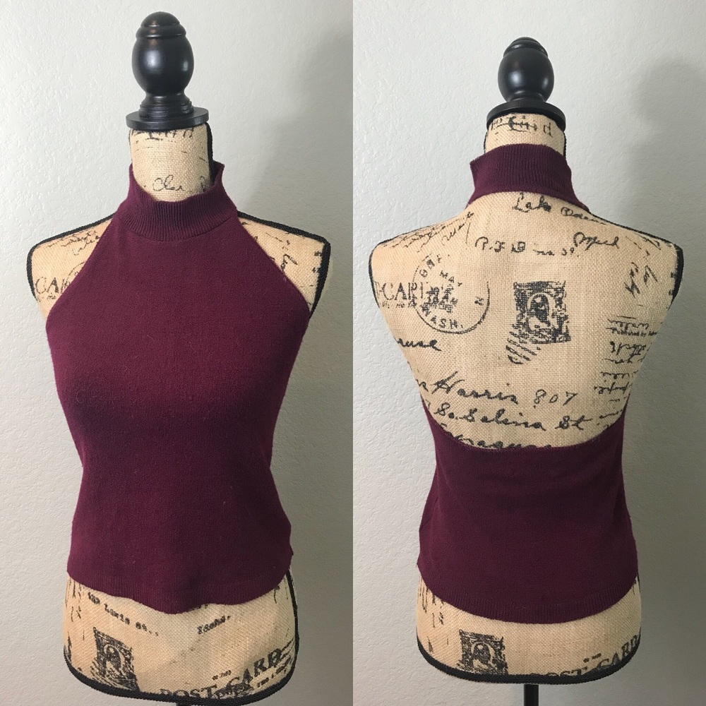 Burgundy stretchy halter top by Annie b. SzM